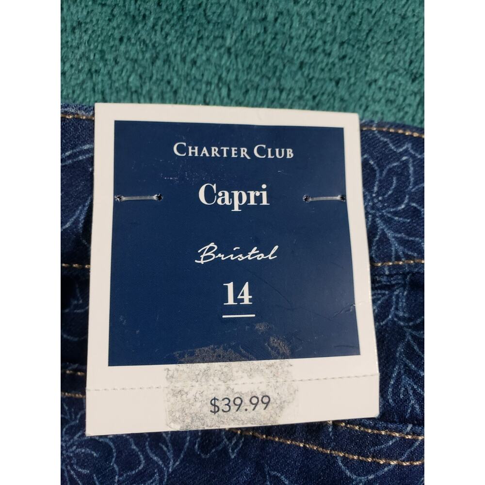 Charter Club Jeans Size 14 Womens Blue Mid Rise Pants Ladies Bristol Capri NWT - Picture 15 of 16